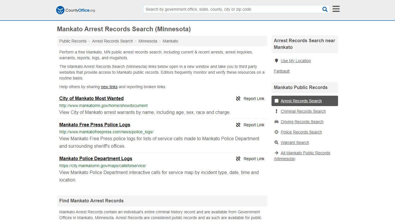 Arrest Records Search - Mankato, MN (Arrests & Mugshots) - County Office