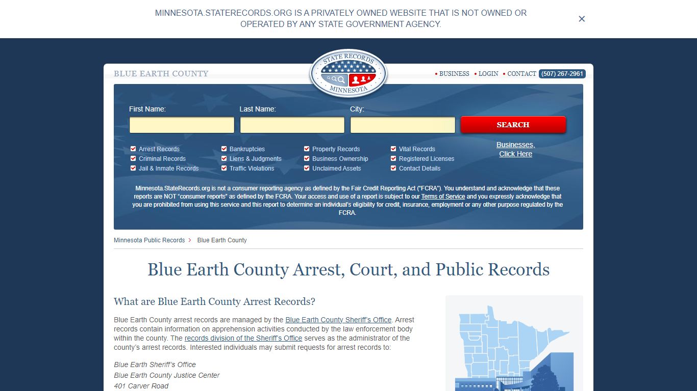 Blue Earth County Arrest, Court, and Public Records